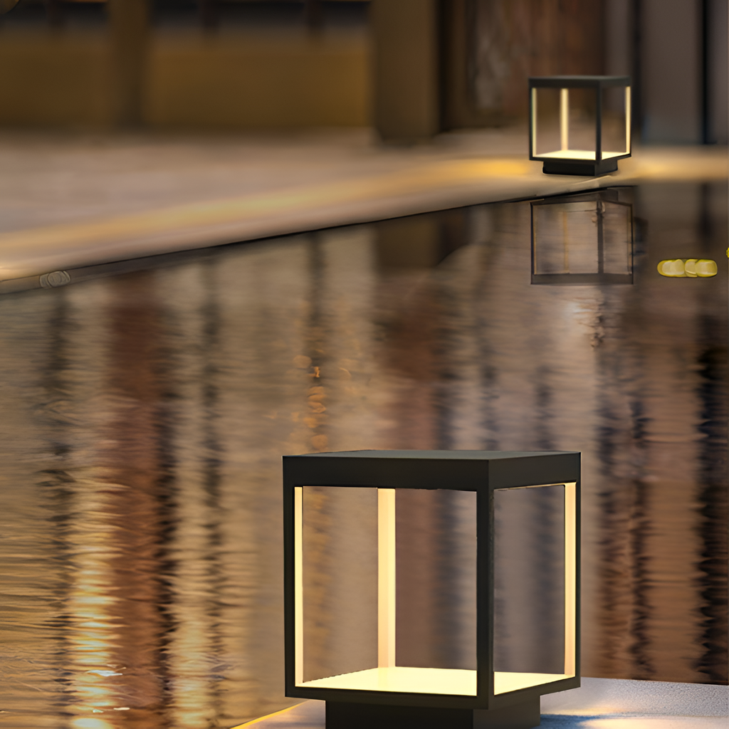 Geometrisk Solcellelampe til Udendørsbrug - Minimalistisk