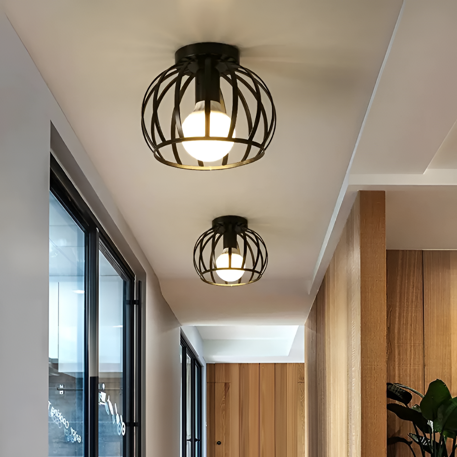 Sort Loftlampe i Industristil - Moderne Ganglampe