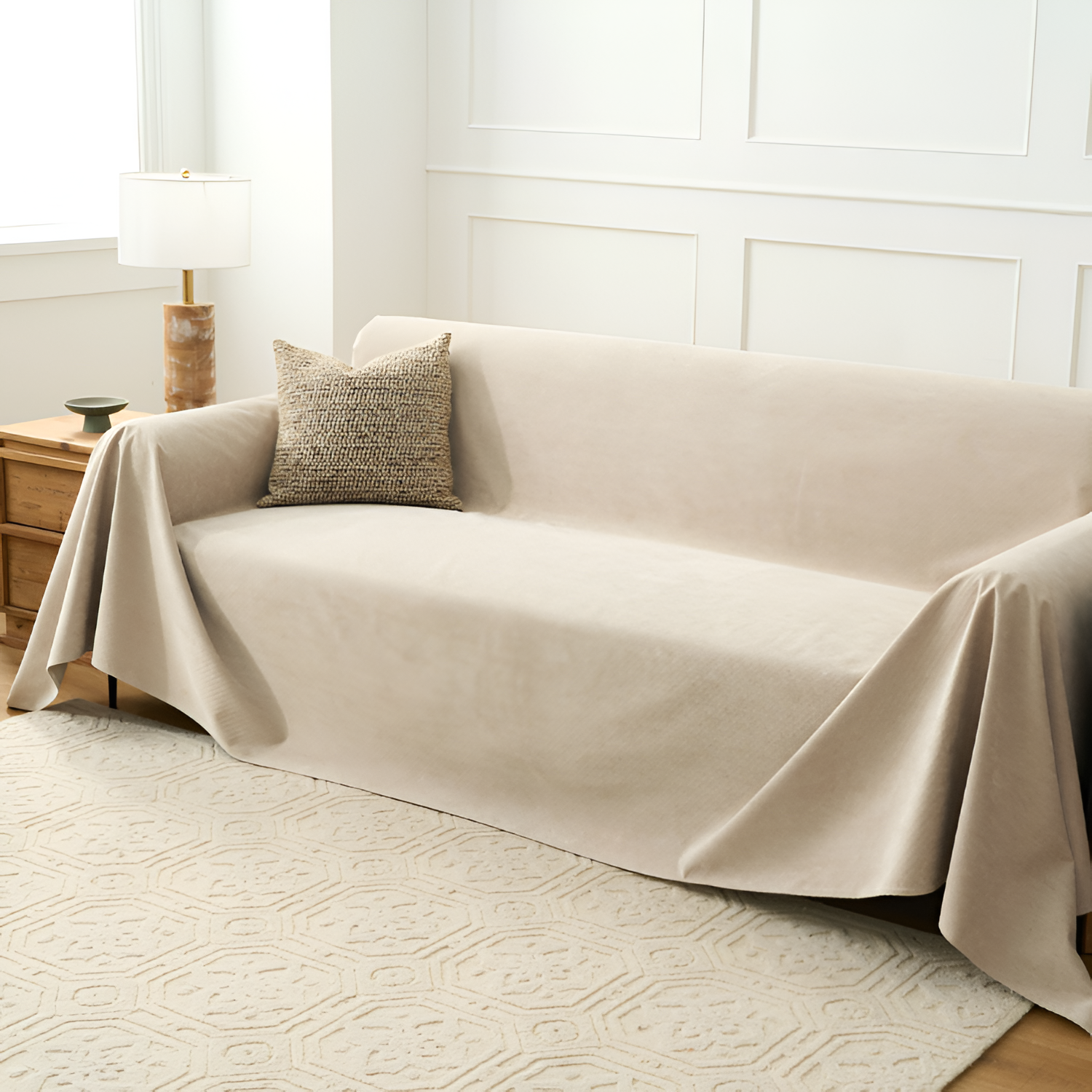Minimalistisk Tekstureret Sofaovertræk - Skridsikkert