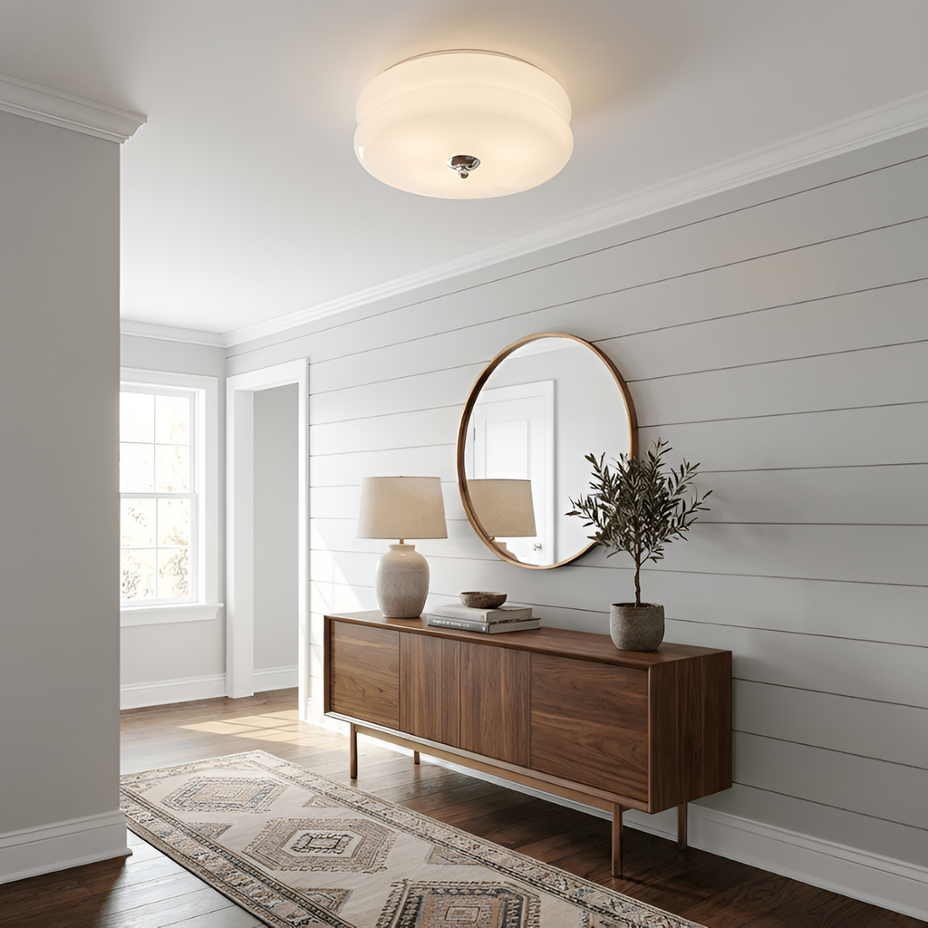 Blanke Loftlampe med Etager - Rundet