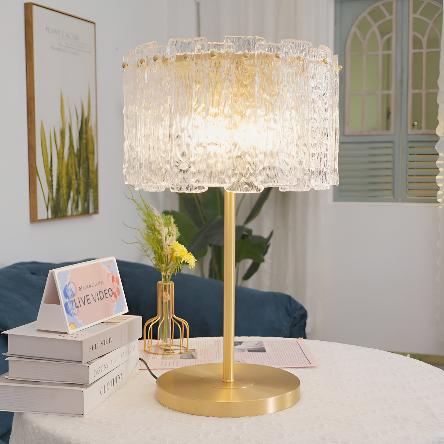 Tekstureret Frostet Bordlampe - Abstrakt