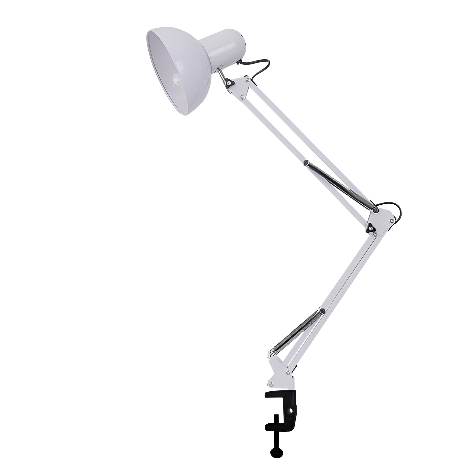 Bordlampe med udtrækkelig lang arm og klemme – minimalistisk
