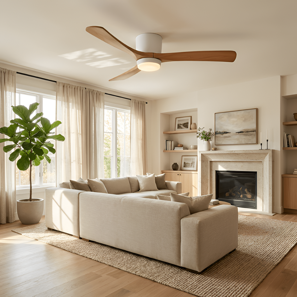 Nordisk Træ Loftsventilatorslampe - Justerbar