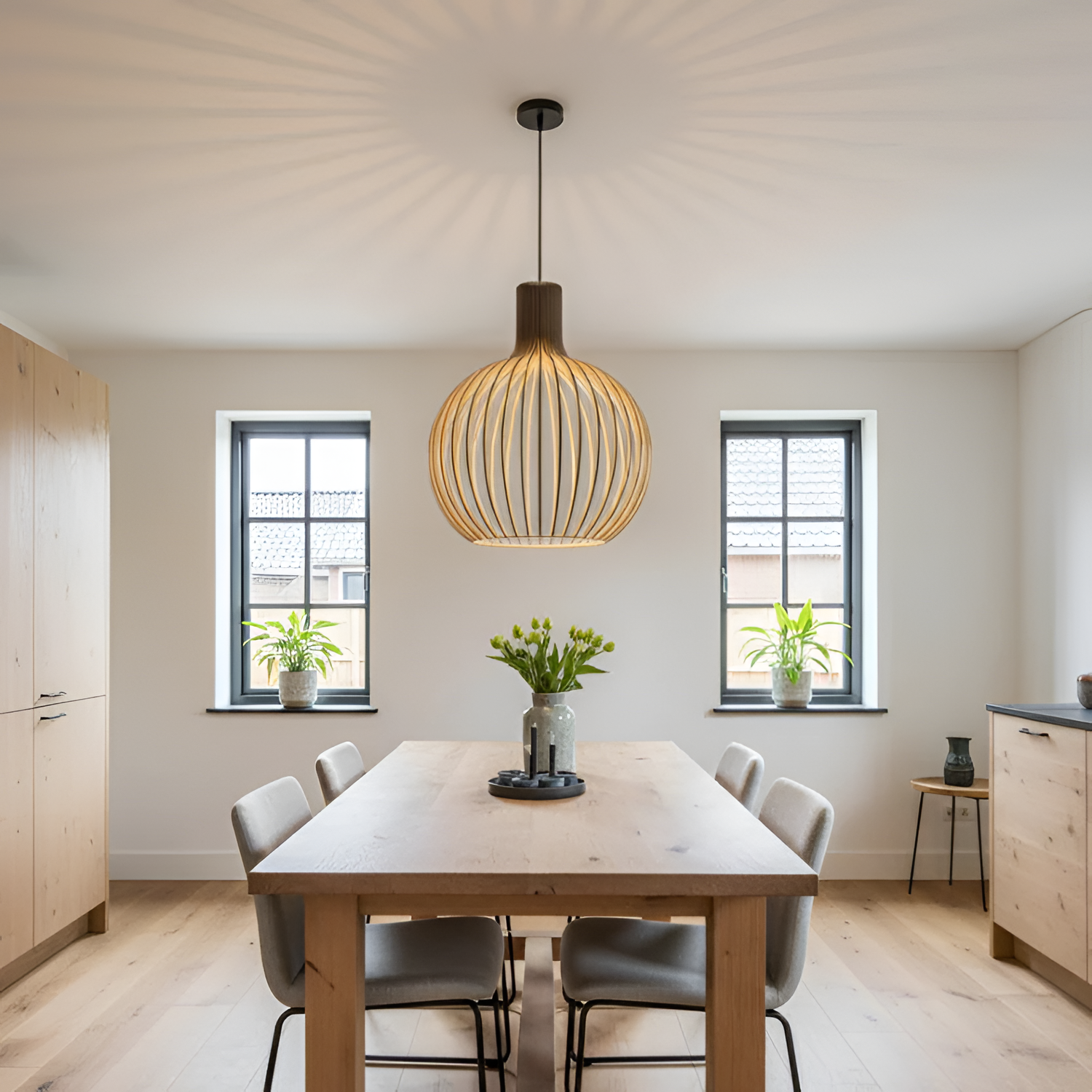 Nordisk Trælampe med Lameller - Moderne Stue