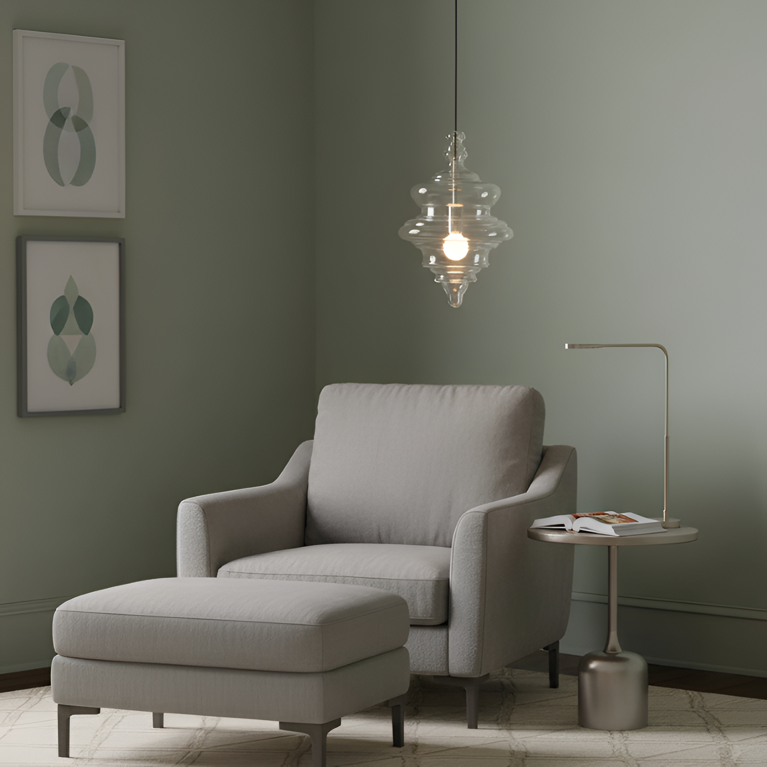 Skulpturel Rillet Glaspendel - Minimalistisk