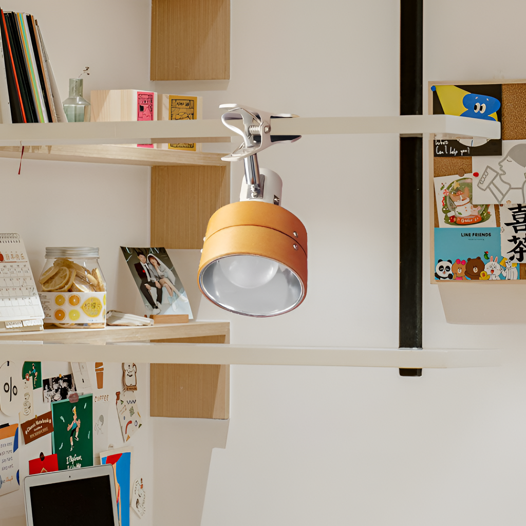 Traditionel japansk bordlampe af træ med klemme – rund