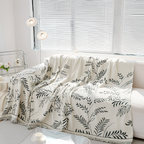 Minimalistisk Frynse Sofa Tæppe - Botanisk