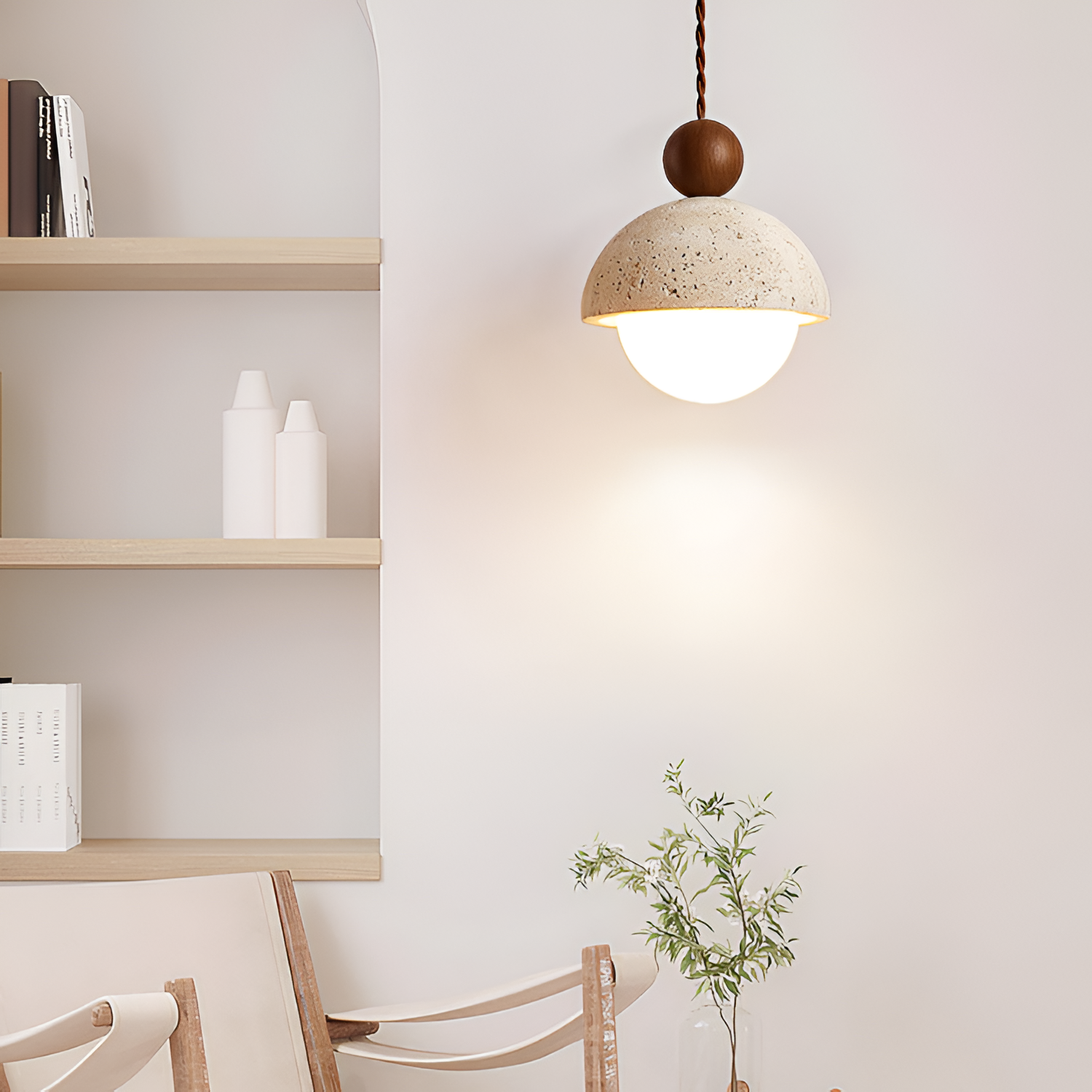 Minimalistisk Travertin Pendel - Snoet Ledning