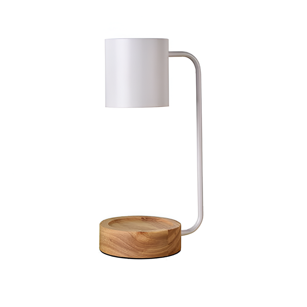 Minimalistisk bordlampe i træ med smeltevoks – lysdæmpbar
