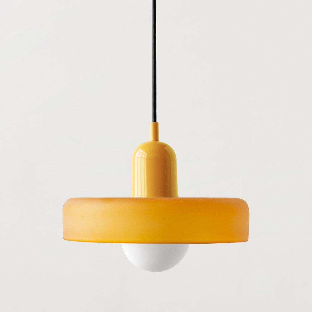 Bauhaus Farvet Pendellampe | Glas Og Metal