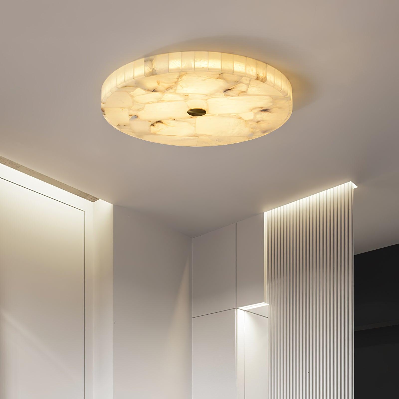 Rund Alabaster Loftlampe – detalje