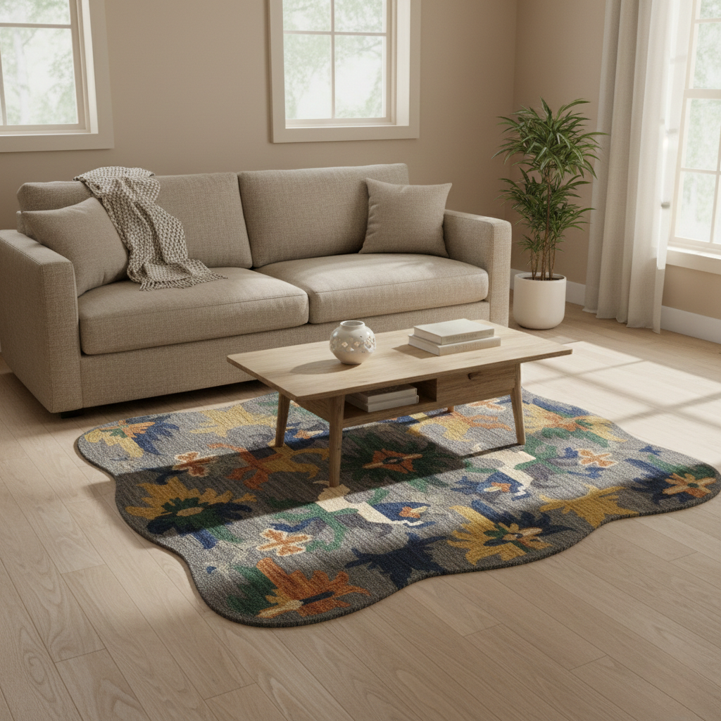 Bølgeformet Blomstret Tæppe med Buer