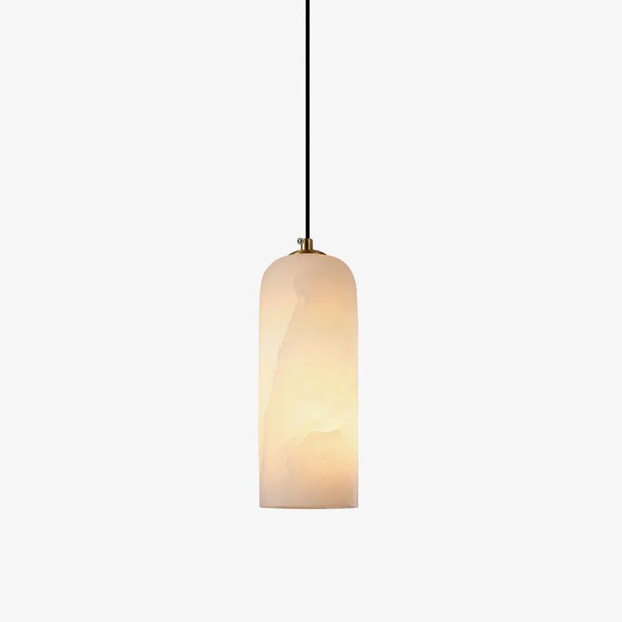 Alabaster pendellampe natursten hvid messing