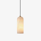 Alabaster pendellampe natursten hvid messing