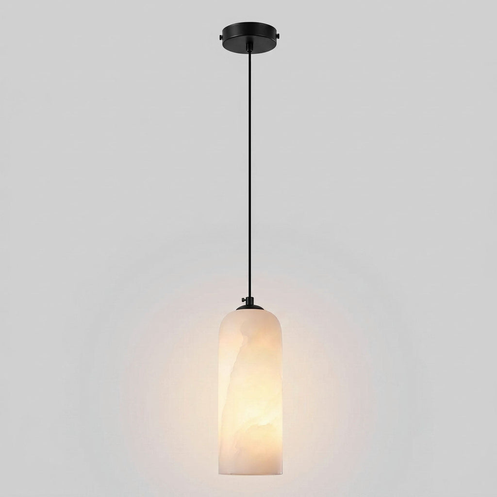 Alabaster pendellampe sort arm