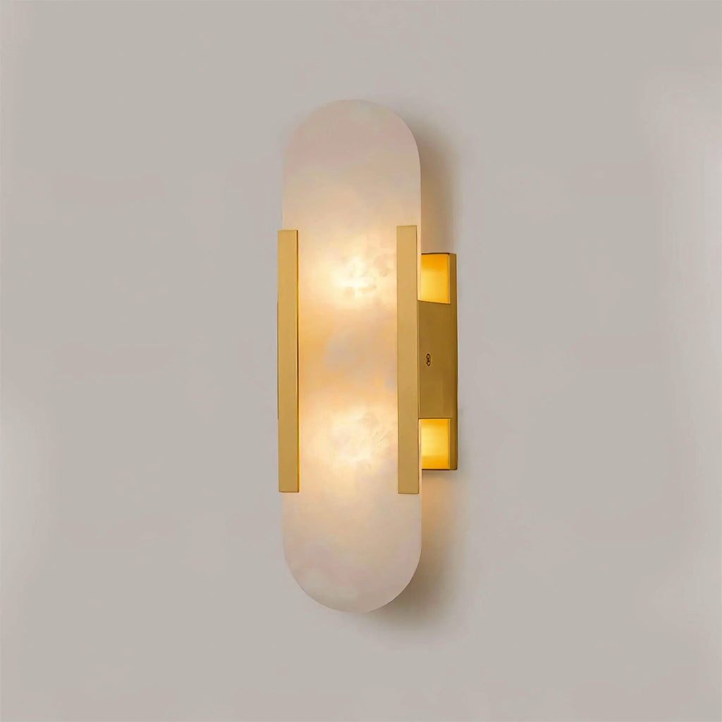 Alabaster væglampe kobber finish