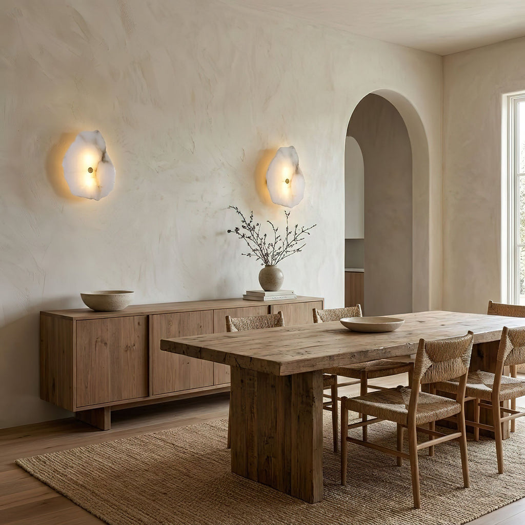 Alabaster væglampe messing detalje