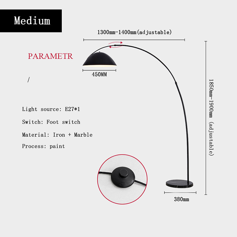Minimalistisk Buet Gulvlampe - Justerbart Metal Arbejdslys