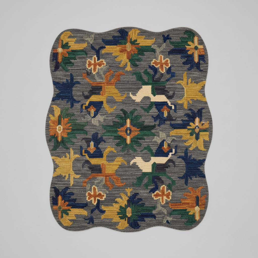 Bølgeformet Blomstret Tæppe med Buer