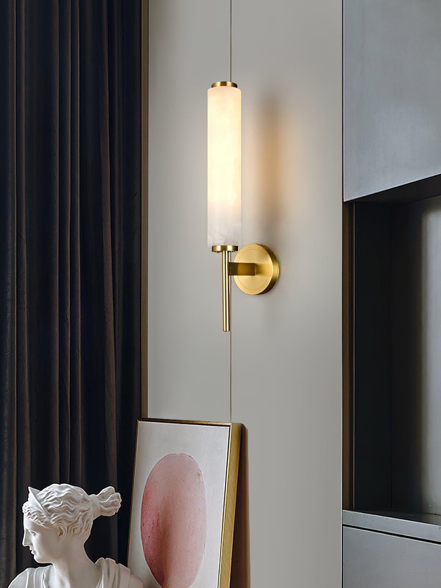 Alabaster væglampe detalje disc-arm