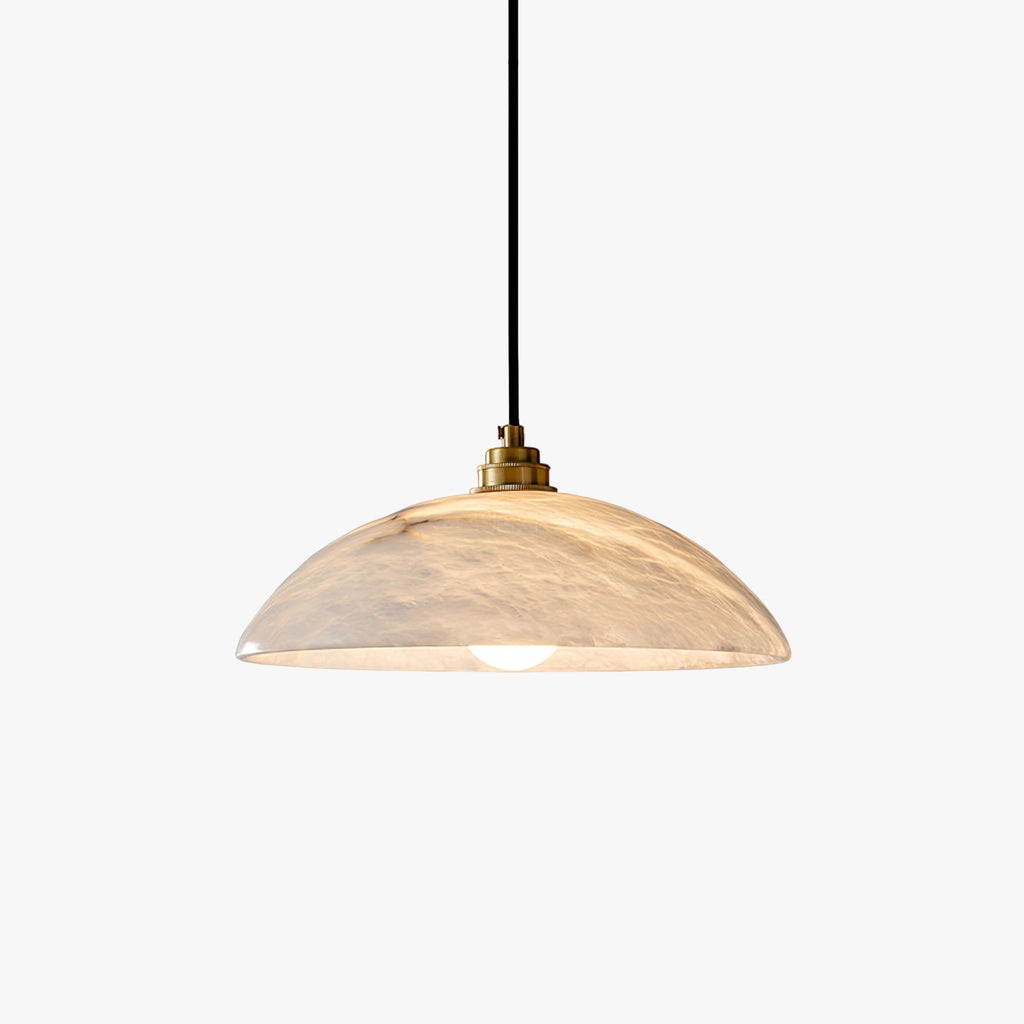 Flad alabaster domependel natursten messing