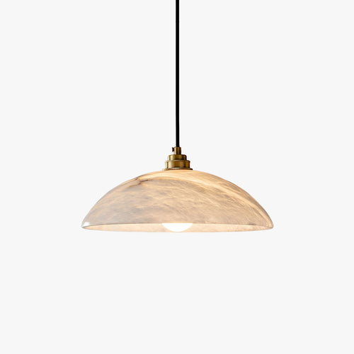 Flad alabaster domependel natursten messing