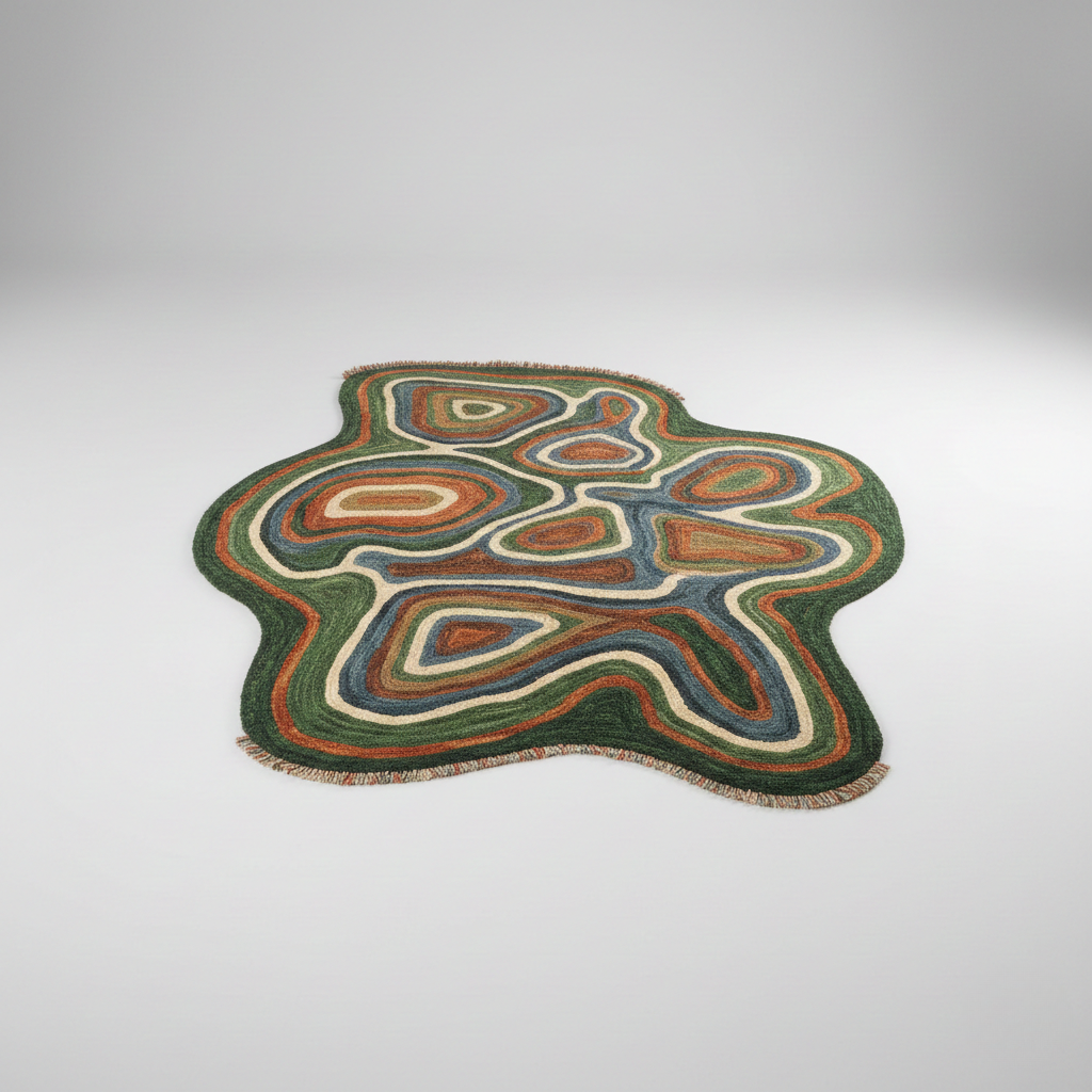 Abstrakt økologisk jute tæppe