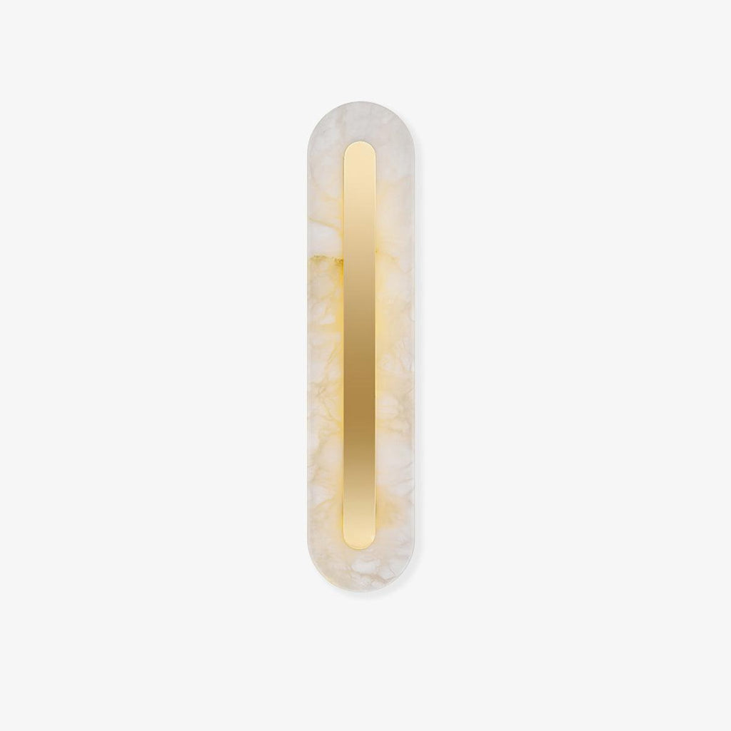 Rund alabaster væglampe natursten hvid messing