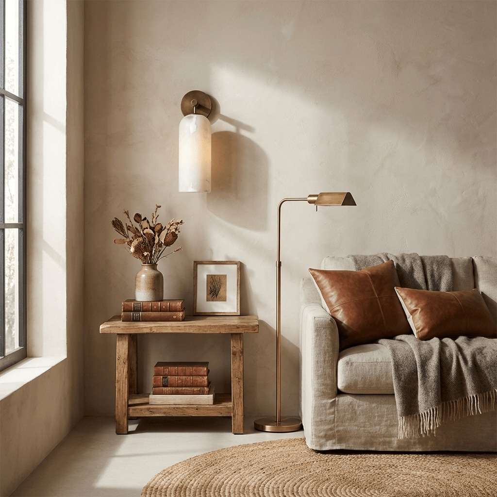 Alabaster søjlelampe skandinavisk indretning