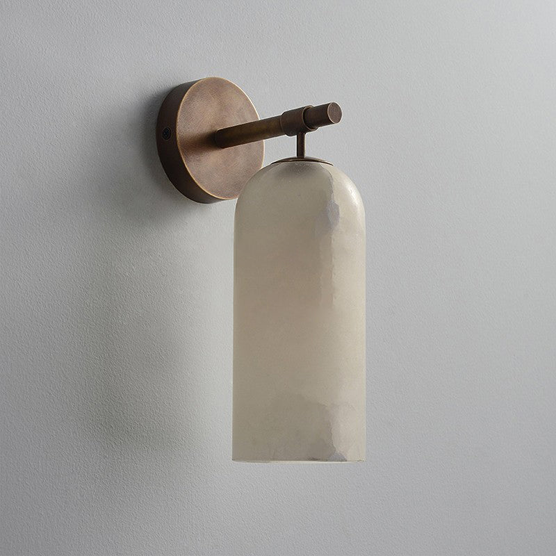 Alabaster væglampe antik bronze arm
