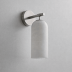Alabaster væglampe nikkel arm