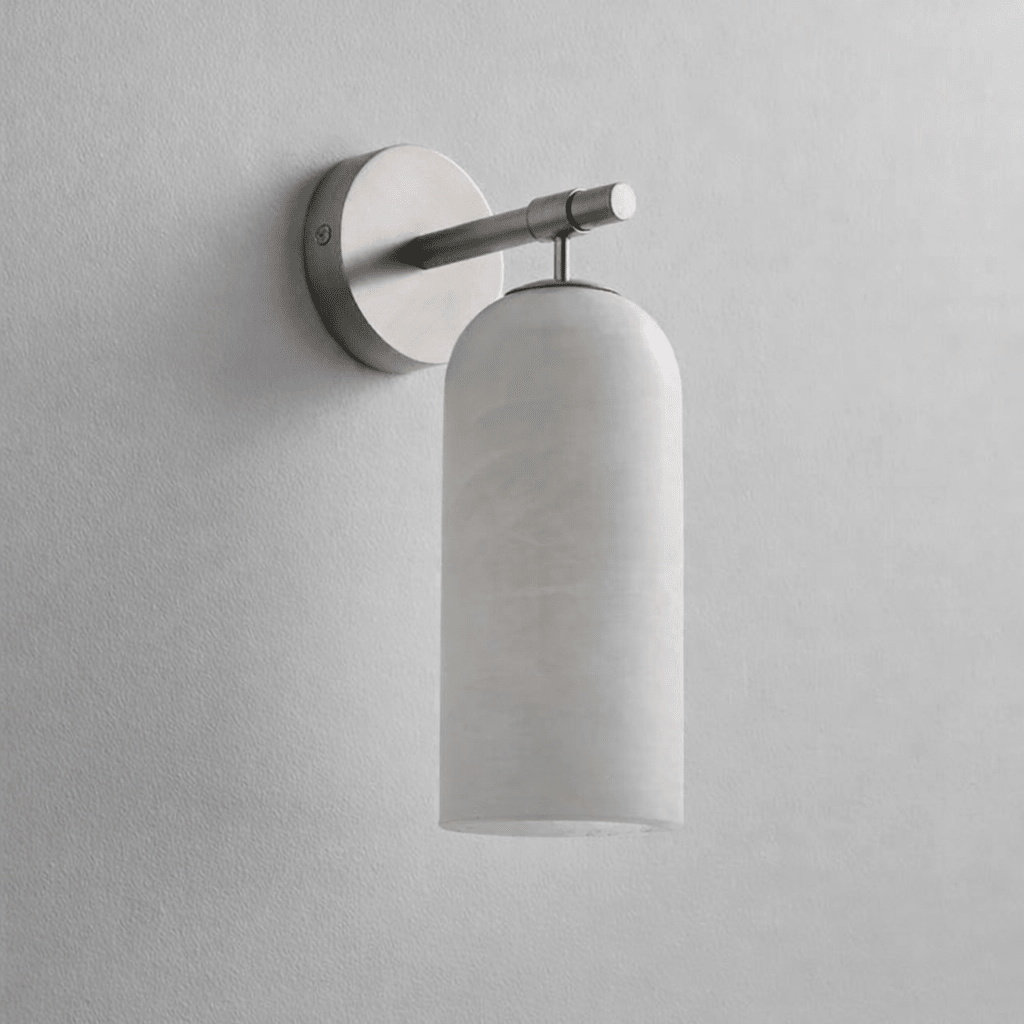 Alabaster væglampe nikkel arm